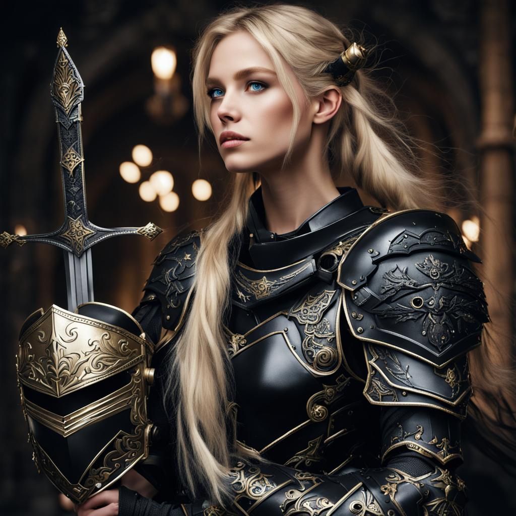 Armored Blonde Princess in Dark Fantasy Style