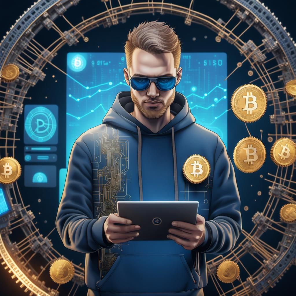 Cryptocurrency Enthusiast in Hyperrealistic Concept Art