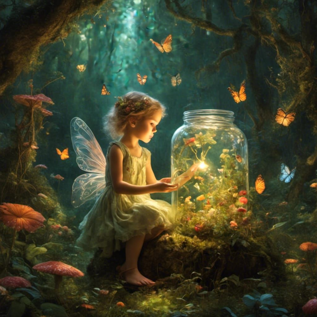 Fairy in Jar Within Jar in Forest