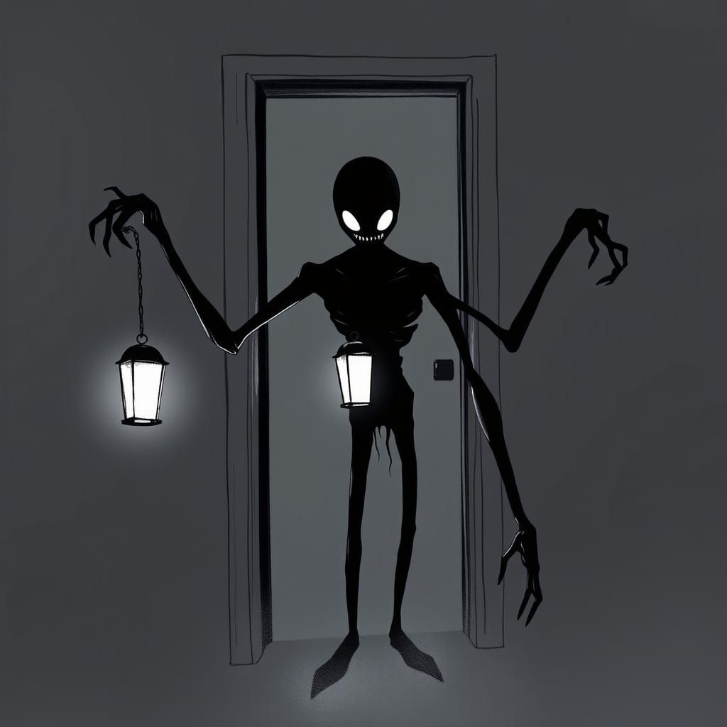 Ghoul Figure in Dark Silhouette with Glowing Eyes