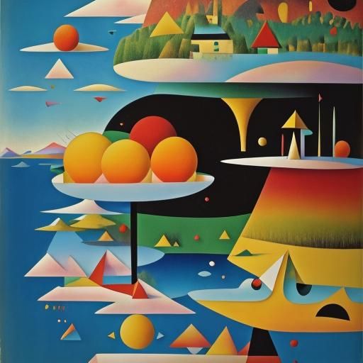 Surreal Floating Islands in Abstract Style
