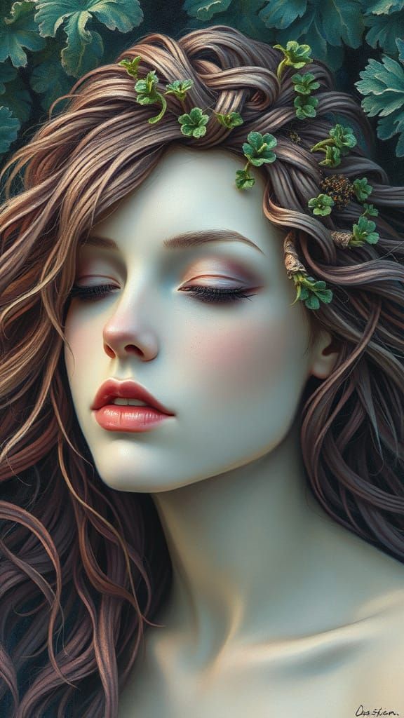 Water Goddess with Seaweed Hair in Pastel Colors