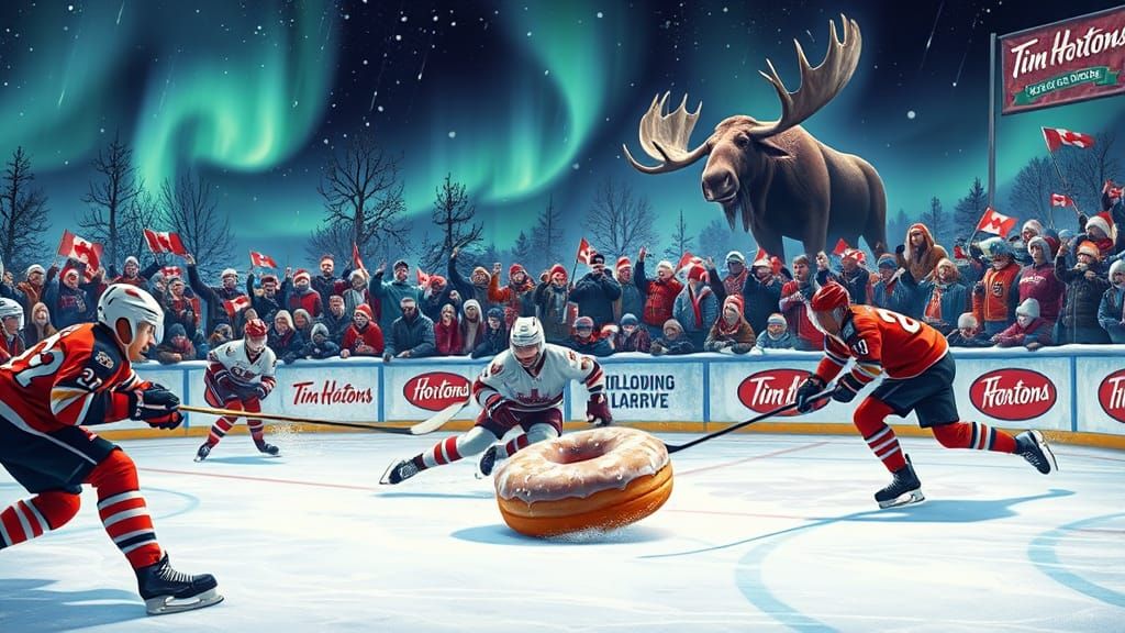Bosch-Inspired Hockey Frenzy Under Northern Lights