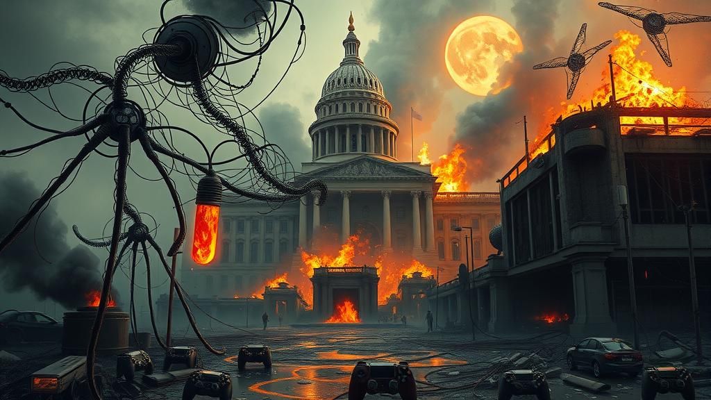 Surreal Apocalyptic Cityscape in Heavy Metal Style