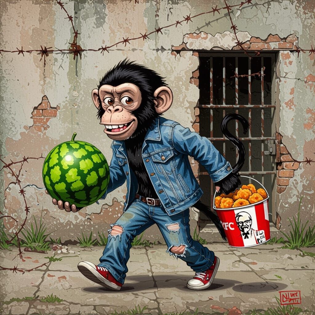 Monkey's Great Escape: A Basquiat-esque Adventure