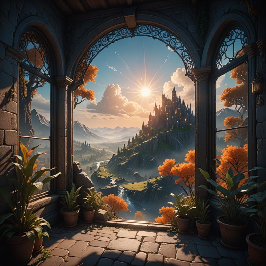 Mystical Landscape Illuminated by Warm Sunlight