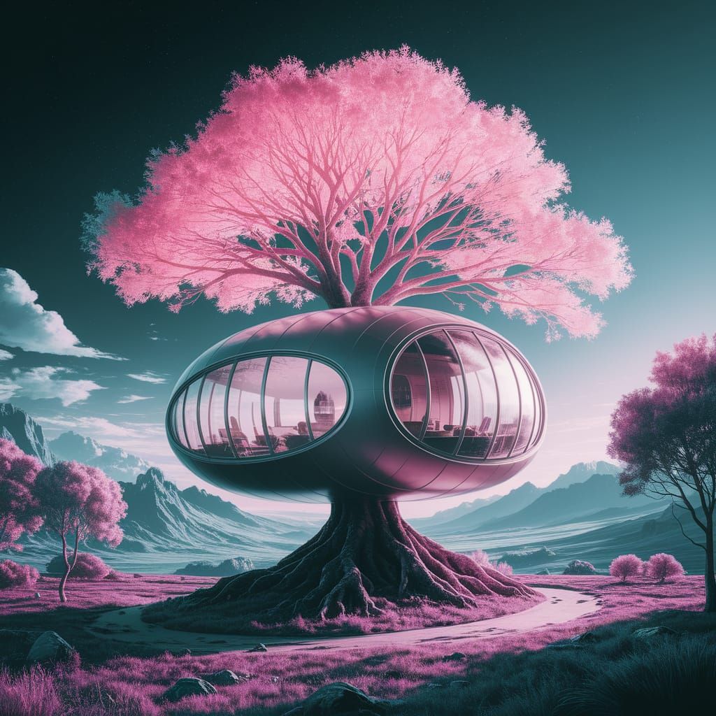 Futuristic Treehouse in Ethereal Light