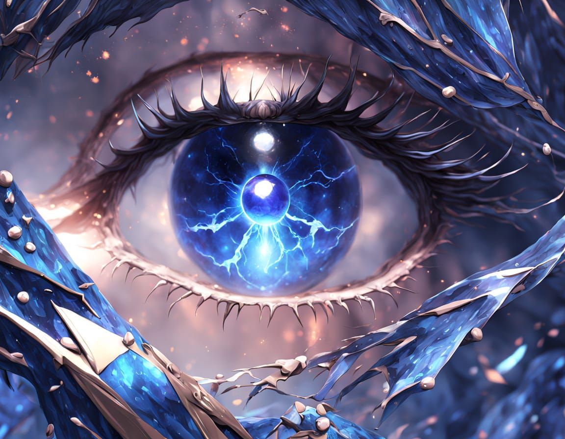 Surreal, Hyper-Realistic Anime Eyeball in Ethereal Atmospher...