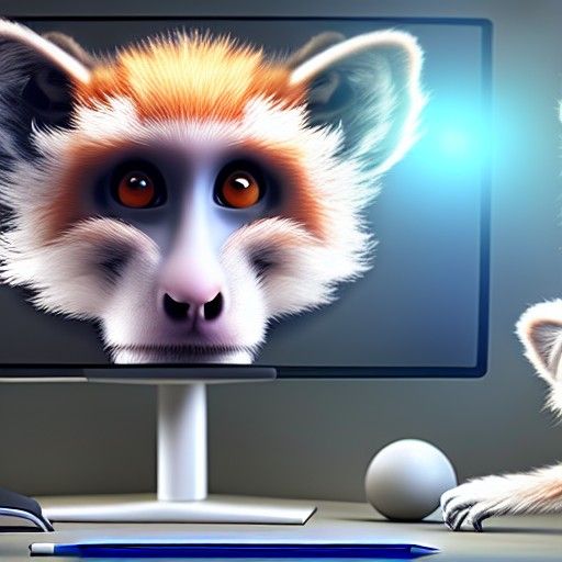 AI Scientist Monkey in Lab, Digital Art