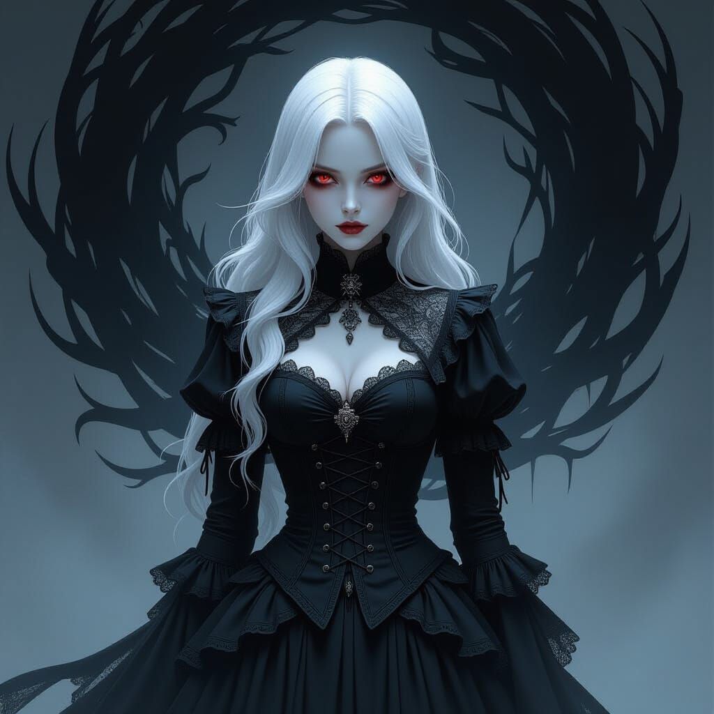 Ethereal Girl in Swirling Dark Energy Vortex