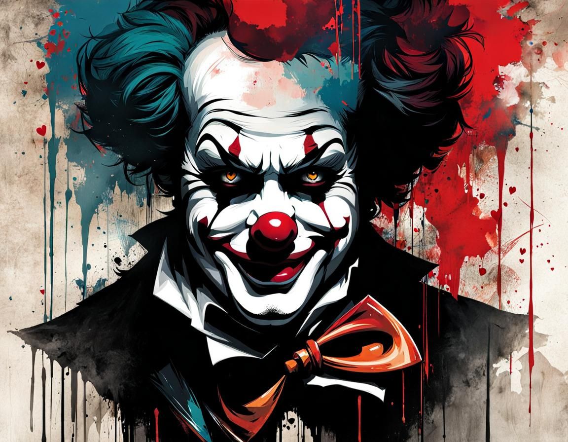 Canio Clown Portrait in Dark, Moody Style