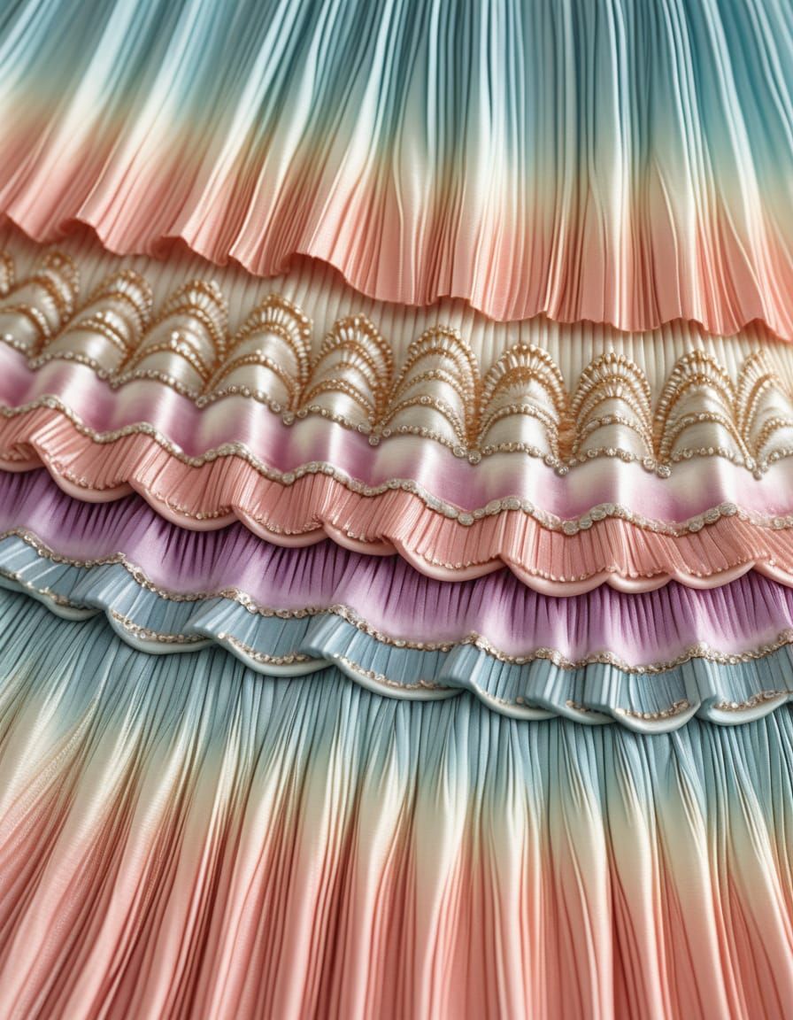 Embroidered Seashell Metal Engraving with Pastel Gradients