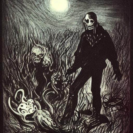 Dark Fantasy Figure with Beasts and Riders