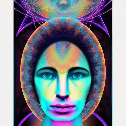 Seer with Fractal Eyes: Holographic Cosmic Illustration