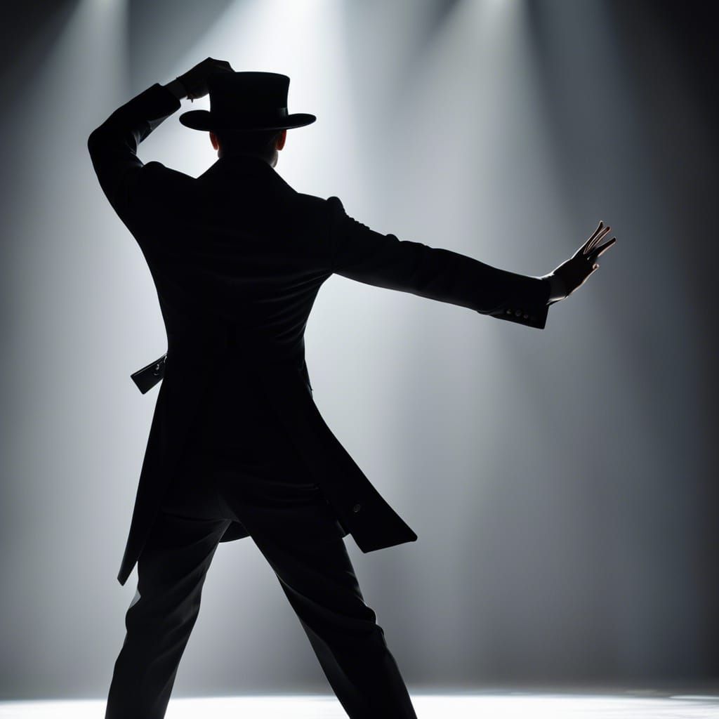 Silhouette of a Male Dancer Under Spotlight
