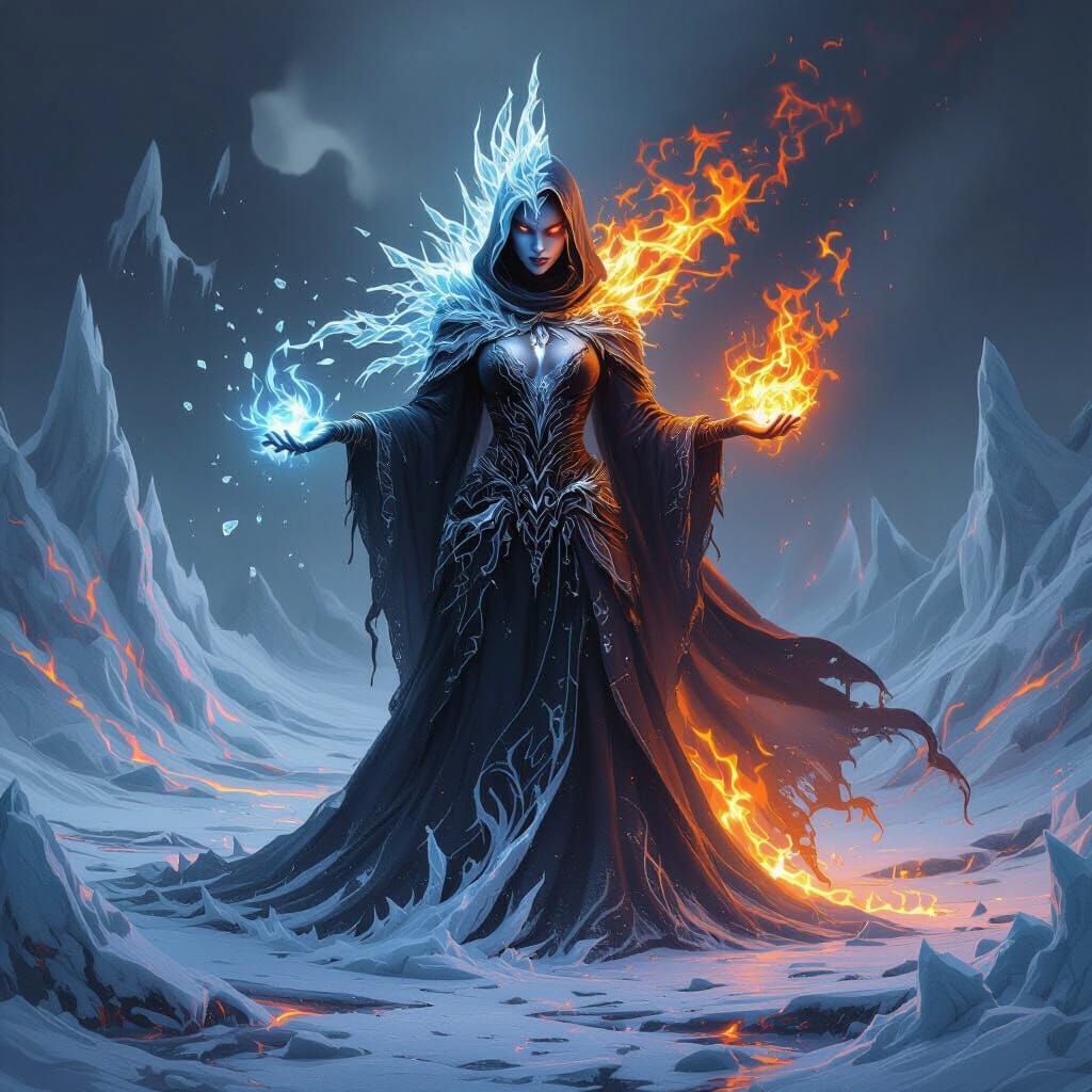 Terrifying Ice and Fire Goddess in Abaya