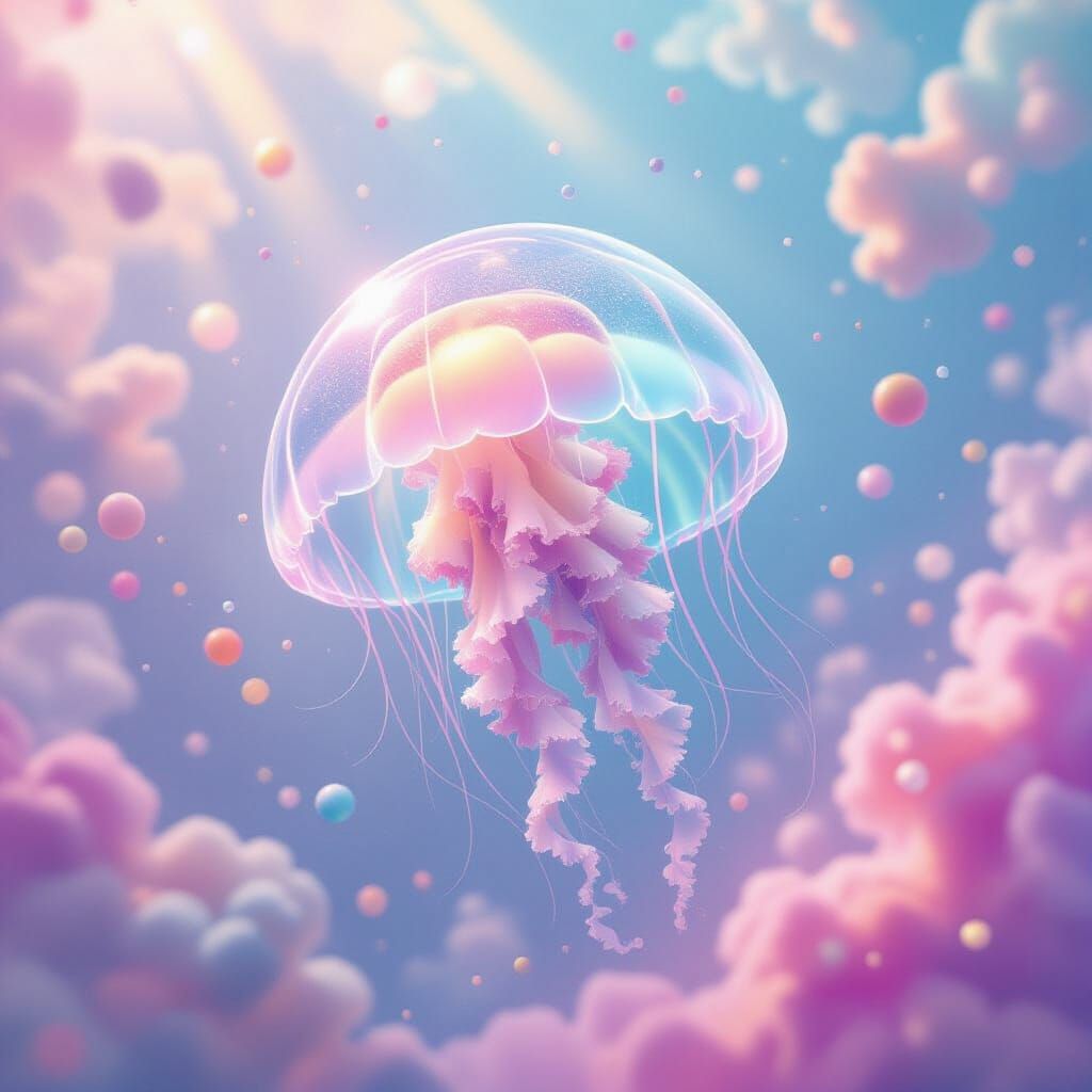 Ethereal Jellyfish in Pastel Liquid Fantasy