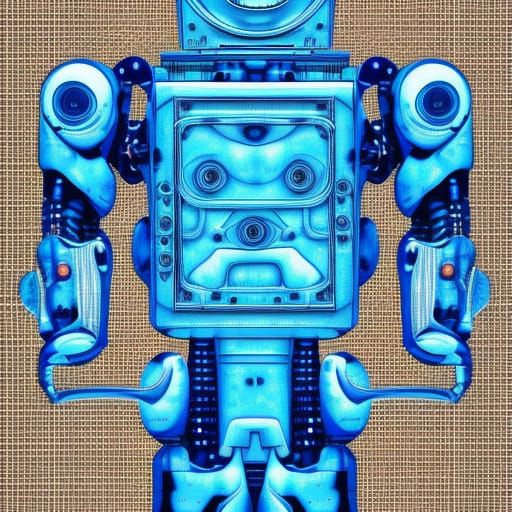 blue paper blueprint plan of a robot, 8k resolution, hyper d...