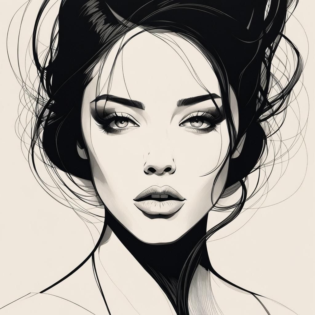 Minimalist Line Art Portrait of a Woman