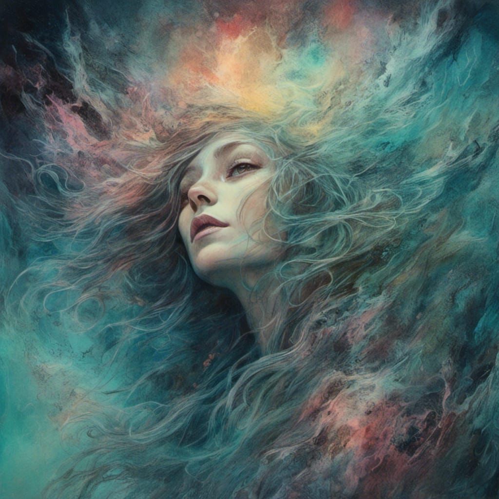 Aurora Borealis: Mystical Spirit in Pastel Collage