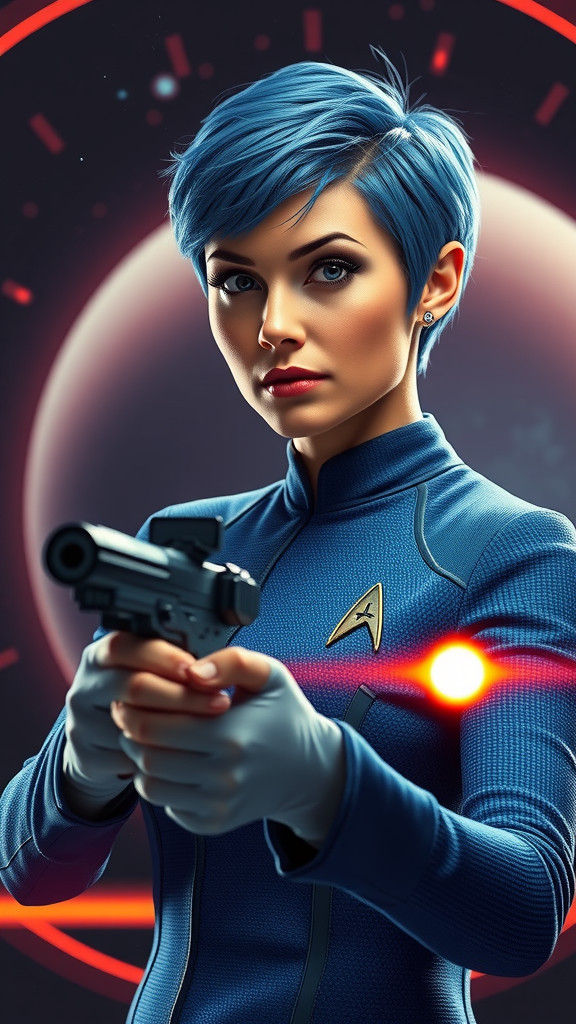 Captain Janeway Hyperrealistic Portrait on Magazine Cover