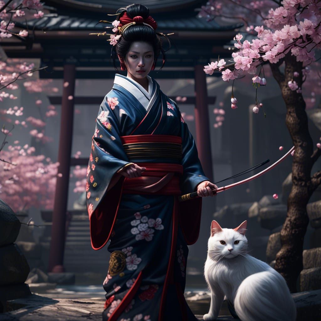 Geisha vs Samurai Cat: Cherry Blossom Training