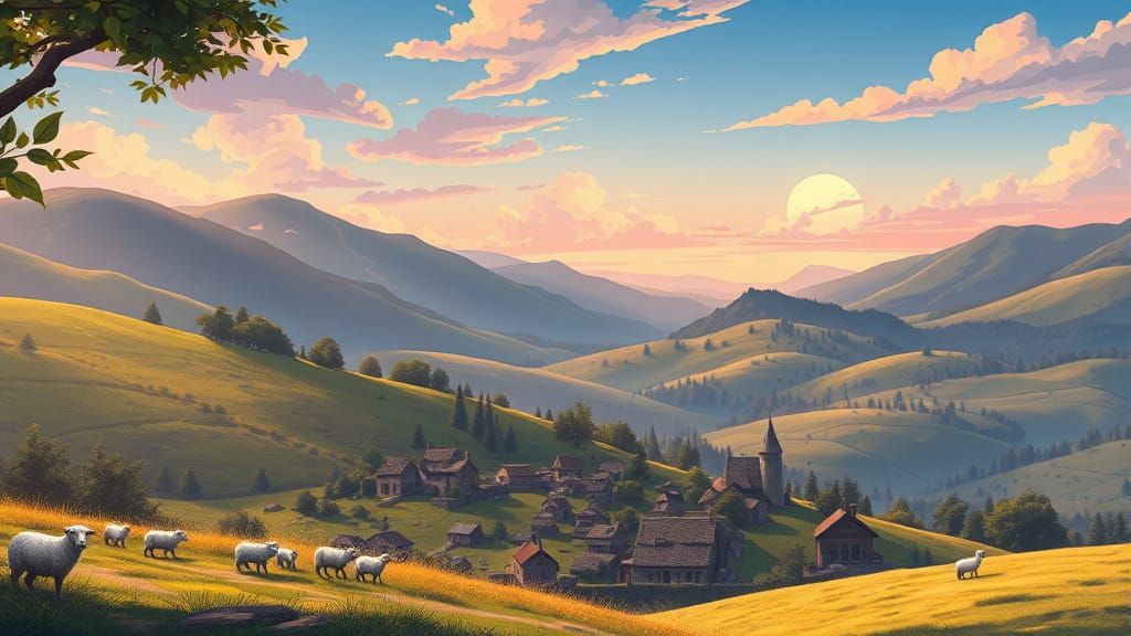 Anime Village Scene: The Boy Who Cried Wolf