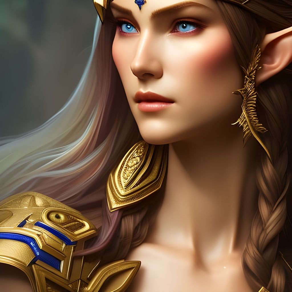 Elf Portrait with Dynamic Lighting in Art Nouveau Style