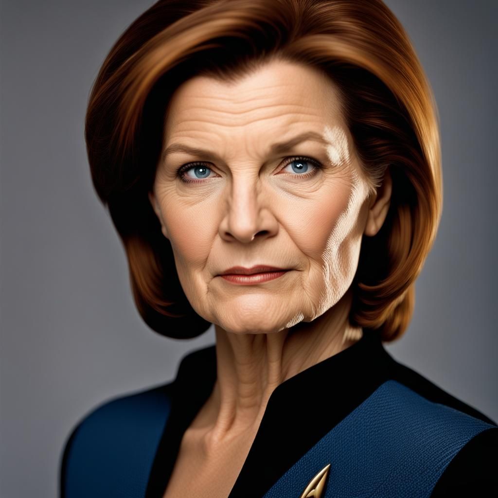 Hyperrealistic Portrait of Kathryn Janeway as Professional P...