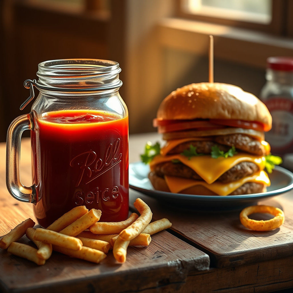 Ketchup Jar Still Life in Retro Style
