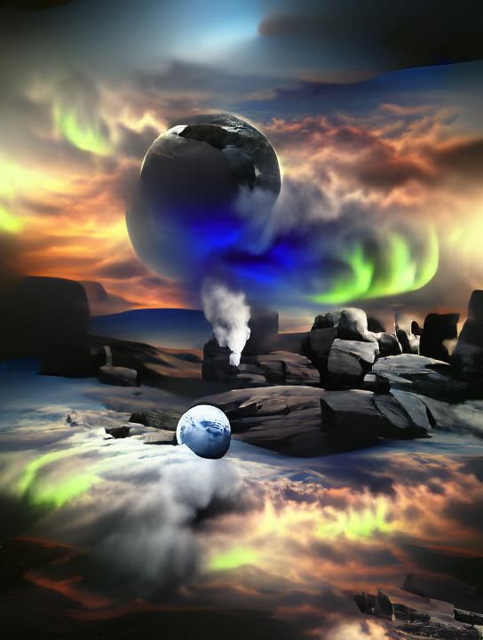 Ozone Hole Matte Painting with Volumetric Lighting