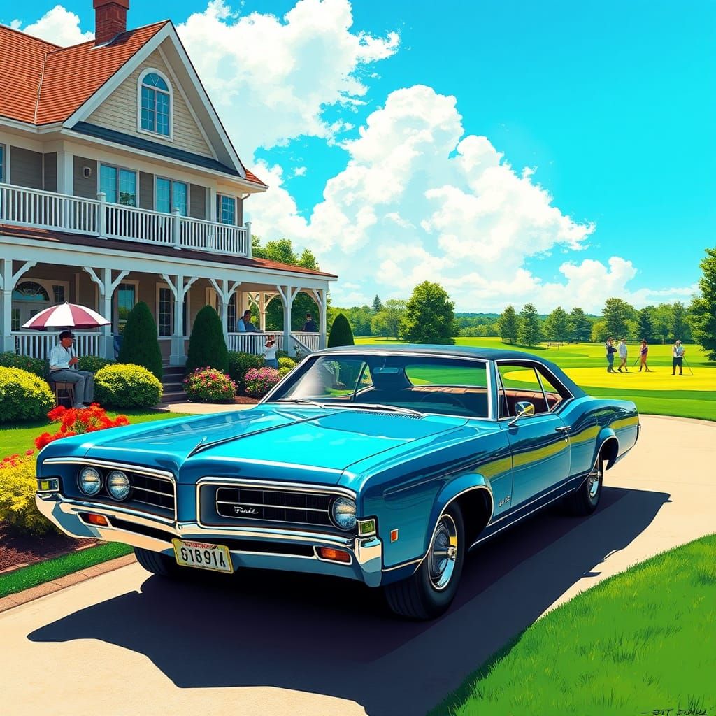 1968 Pontiac Catalina at Country Club: Detailed Illustration