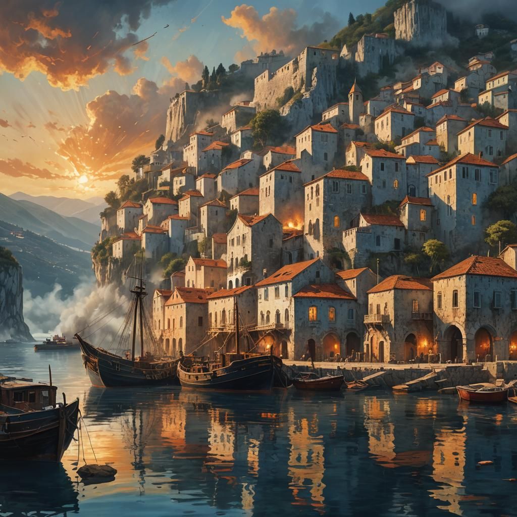 Herceg Novi Harbour Aftermath: Sci-Fi Digital Art