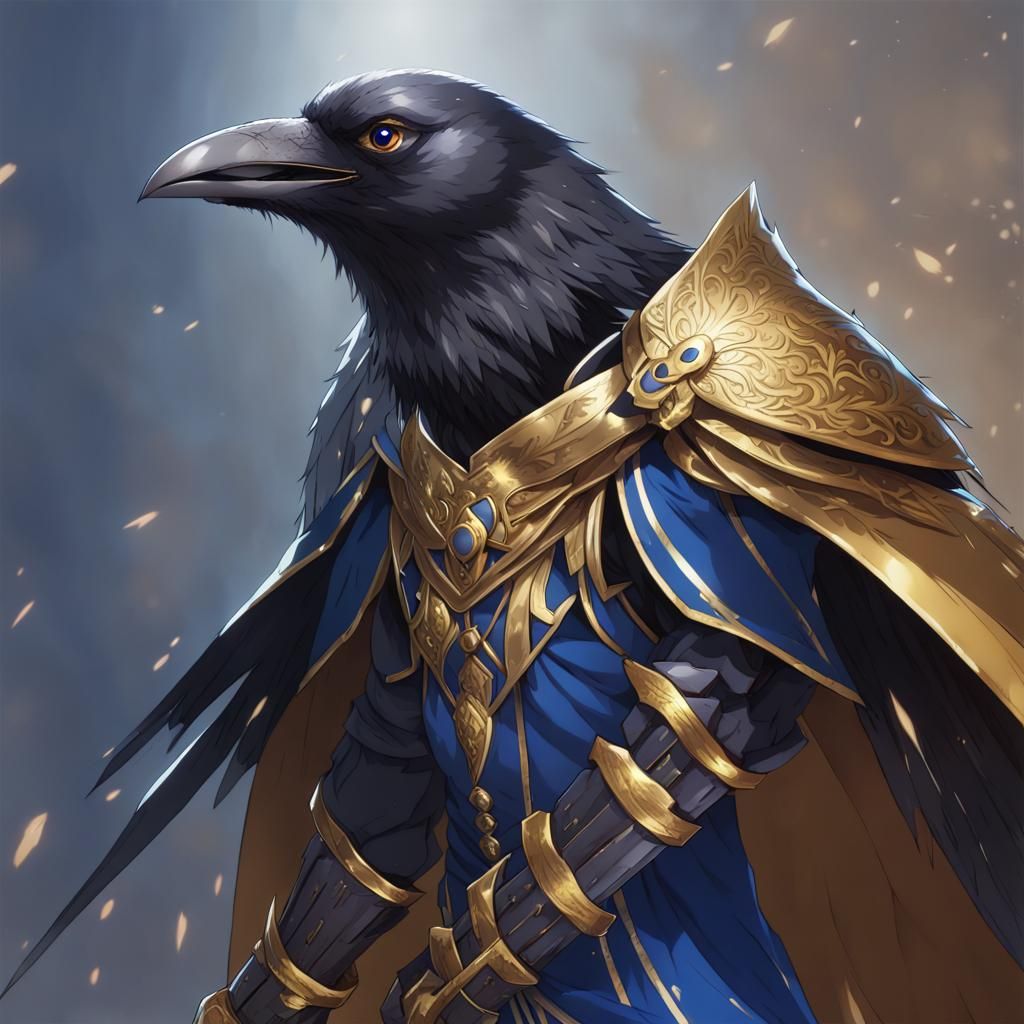 Anime Crow Warrior with Sapphire Daggers