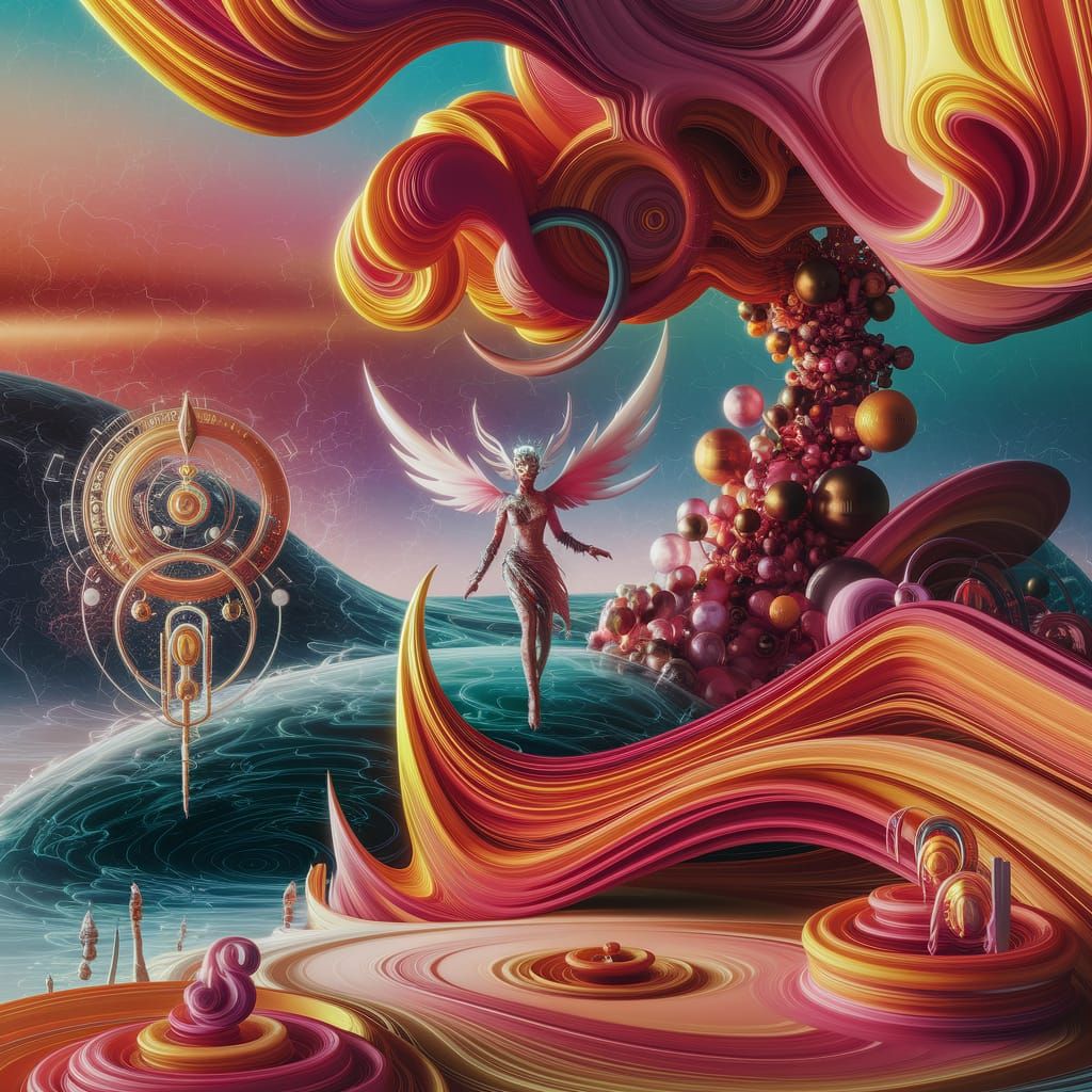 Surreal Dreamlike Landscape with Vibrant Hues and Ethereal F...