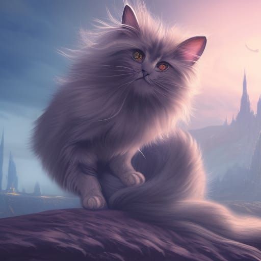 Fantastical Long-Haired Cat Concept Art