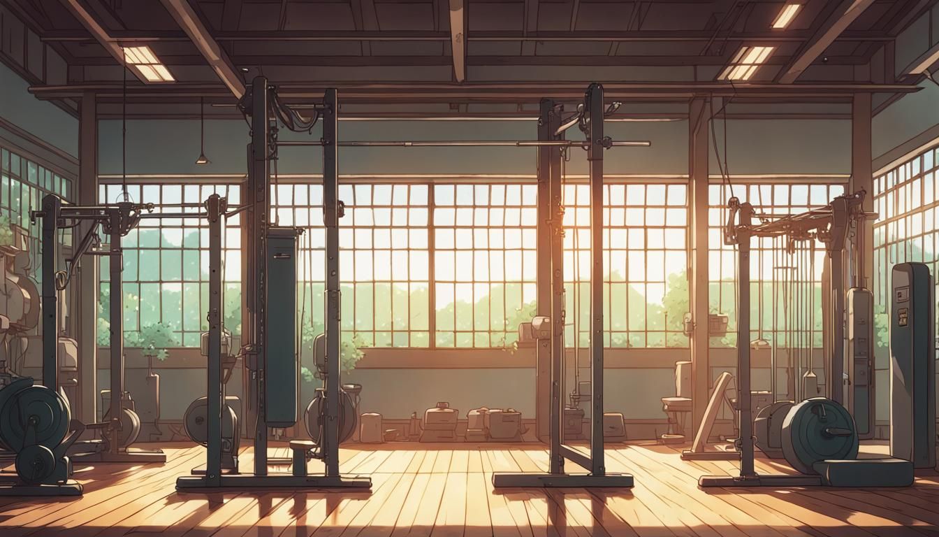 Anime Gym Pull-Ups in Studio Ghibli Style
