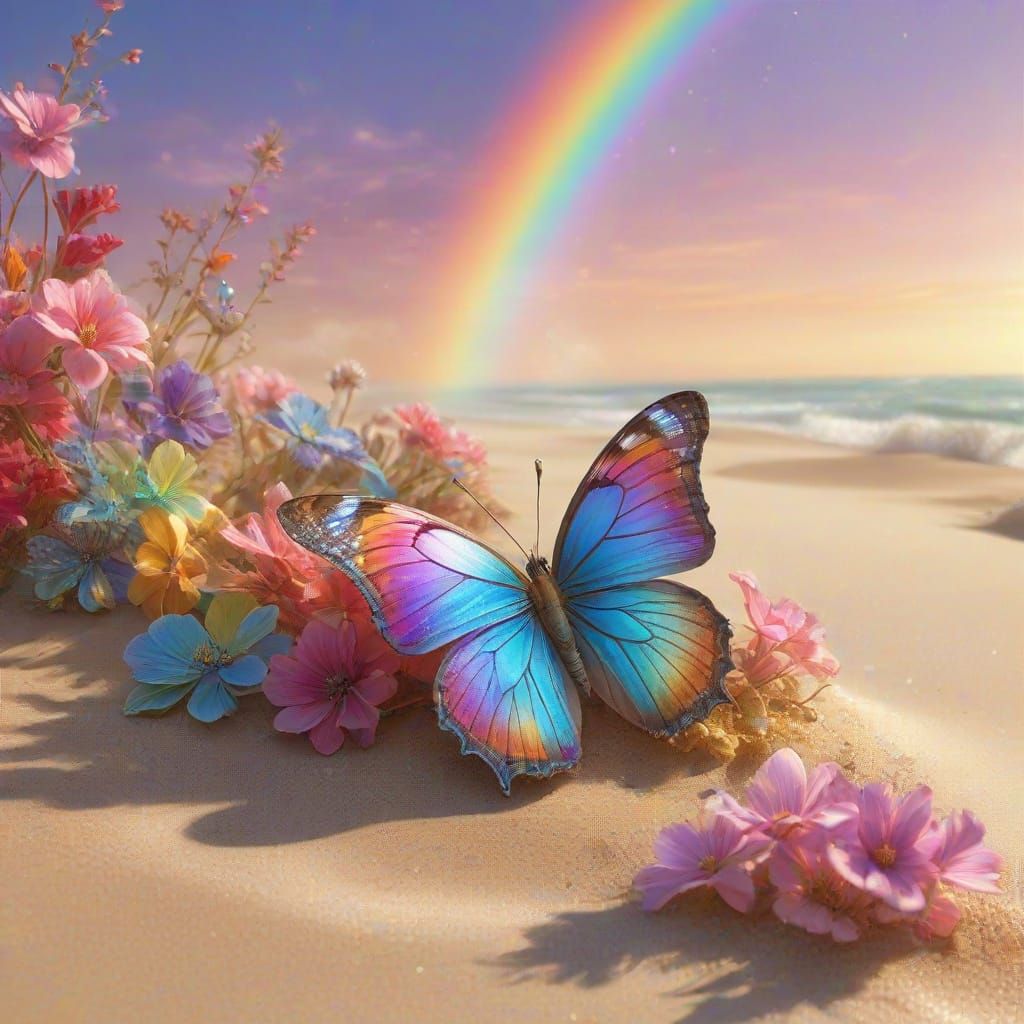 Magical Prism Reveals Rainbow Butterfly Fantasy