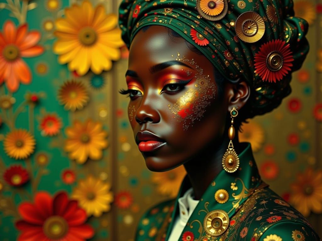 Steampunk Gentleman in African Pattern, High Resolution