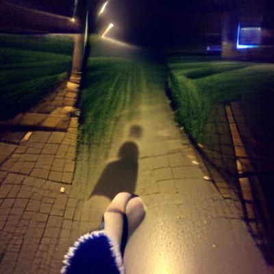 Lonely Night Walk on Empty Road