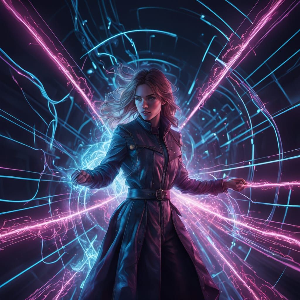 Young Woman Crackles with Neon Energy