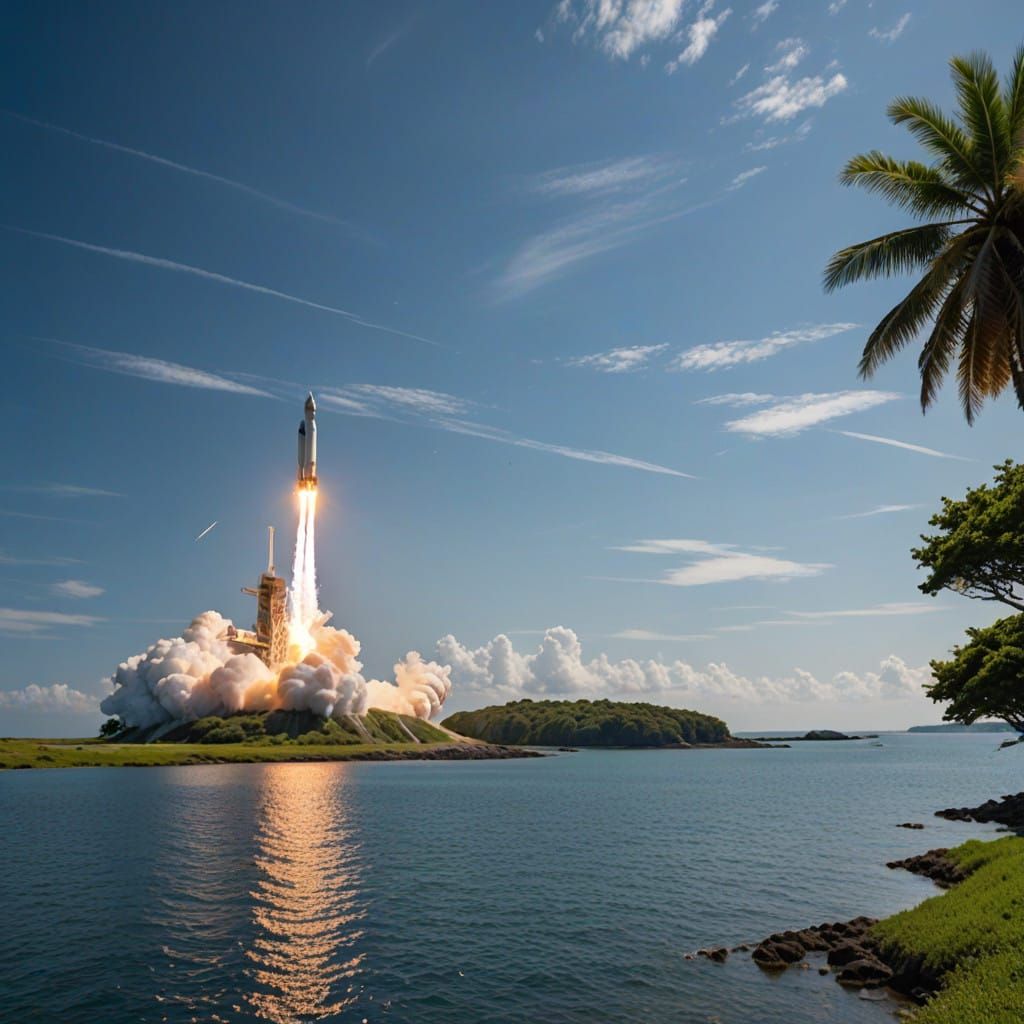 Rocket Launch from Tropical Paradise Island