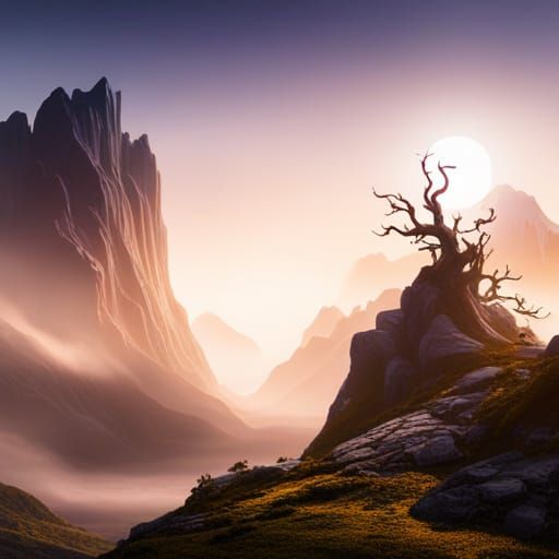 Misty Mountain Landscape: Fantasy Concept Art