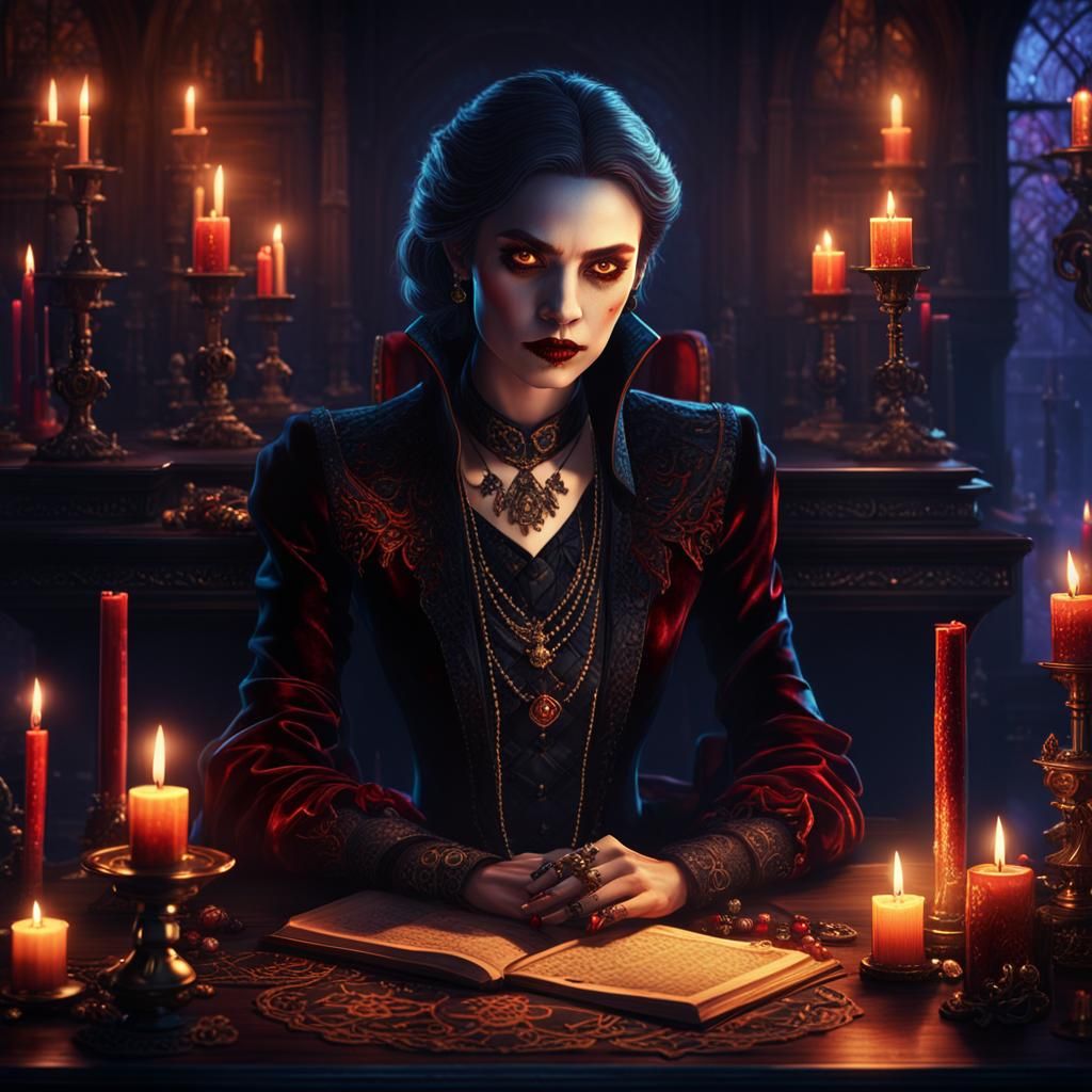 Vampire News Anchor in Dark Fantasy Style