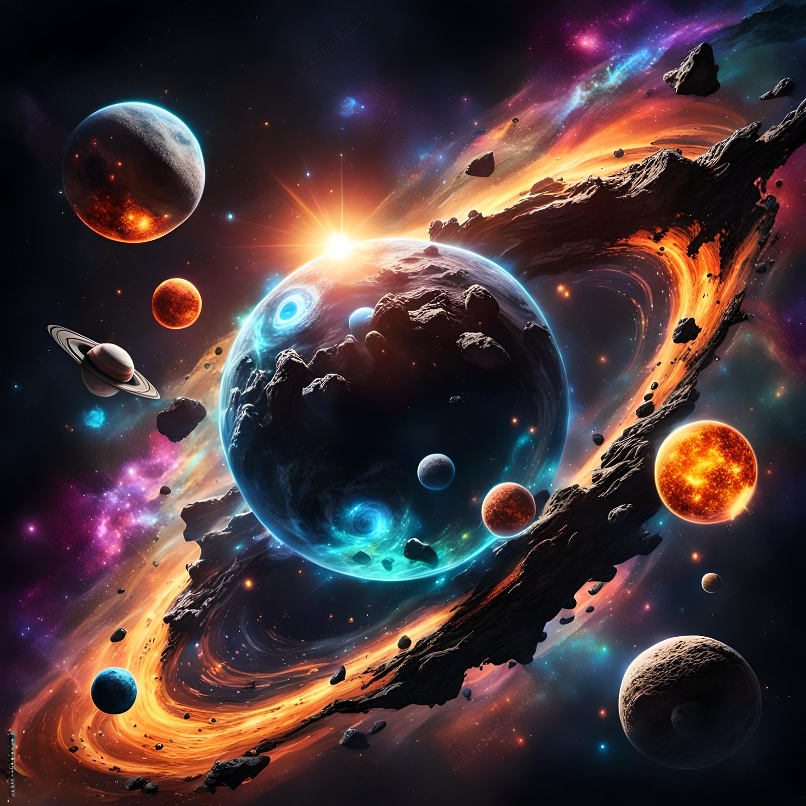 Surreal Sci-Fi Cosmos: Digital Nebula Artwork