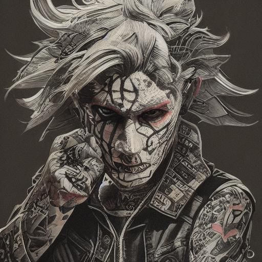 London Punk Portrait in Digital Art Style