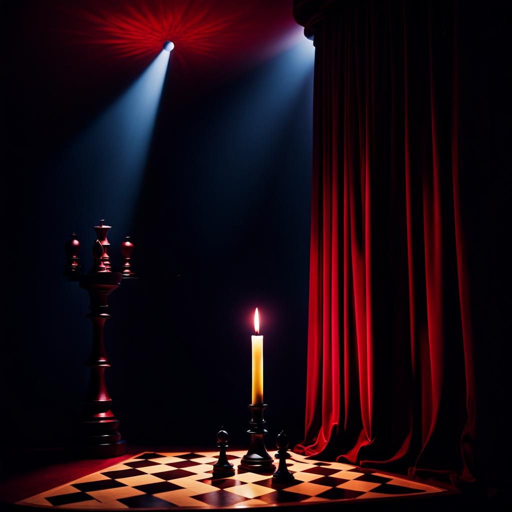 German Expressionist Chess Scene with Candle