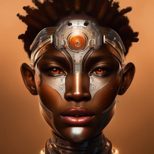 Hyperdetailed Cyborg Tribal Warrior Portrait