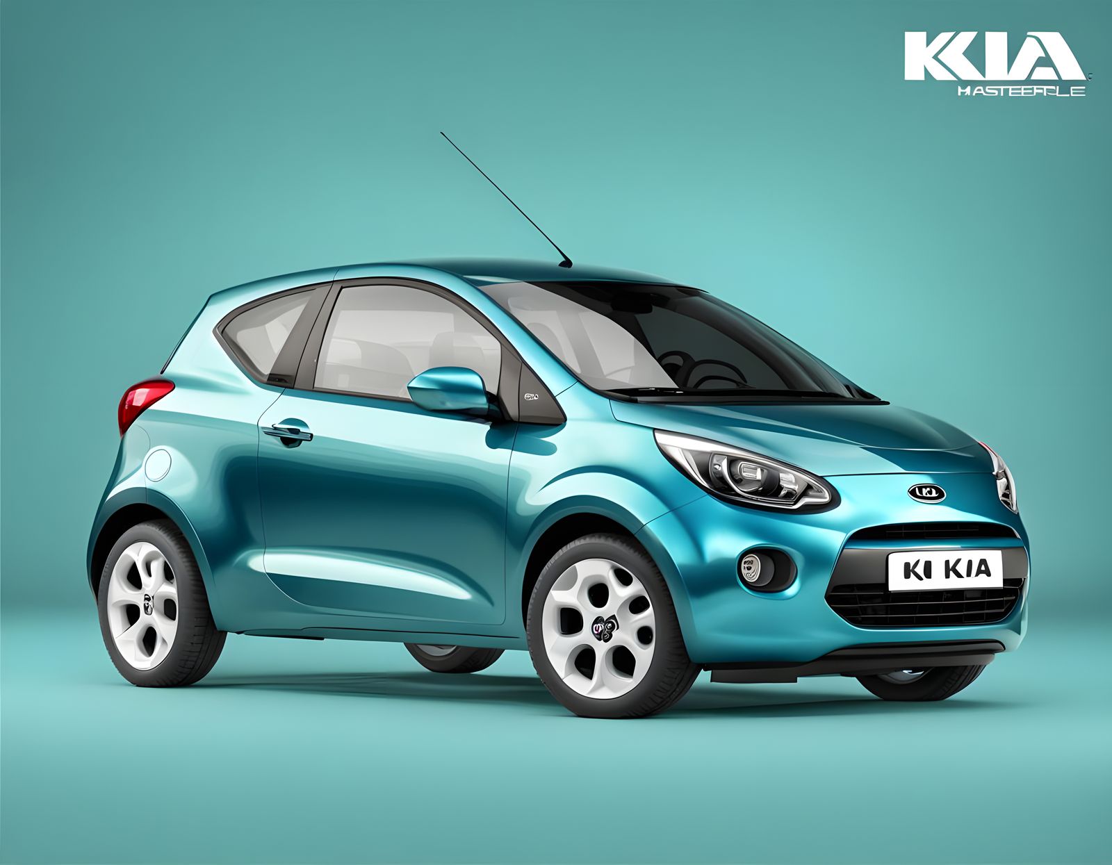 Cyan 2009 Kia Ka: High-Quality 3D Render