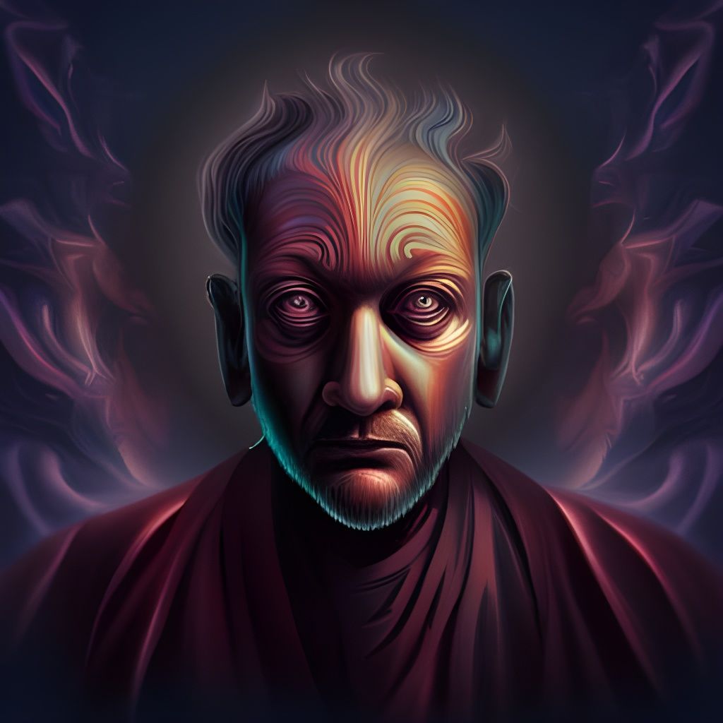 Holographic Devil: Astral Cosmic Illustration